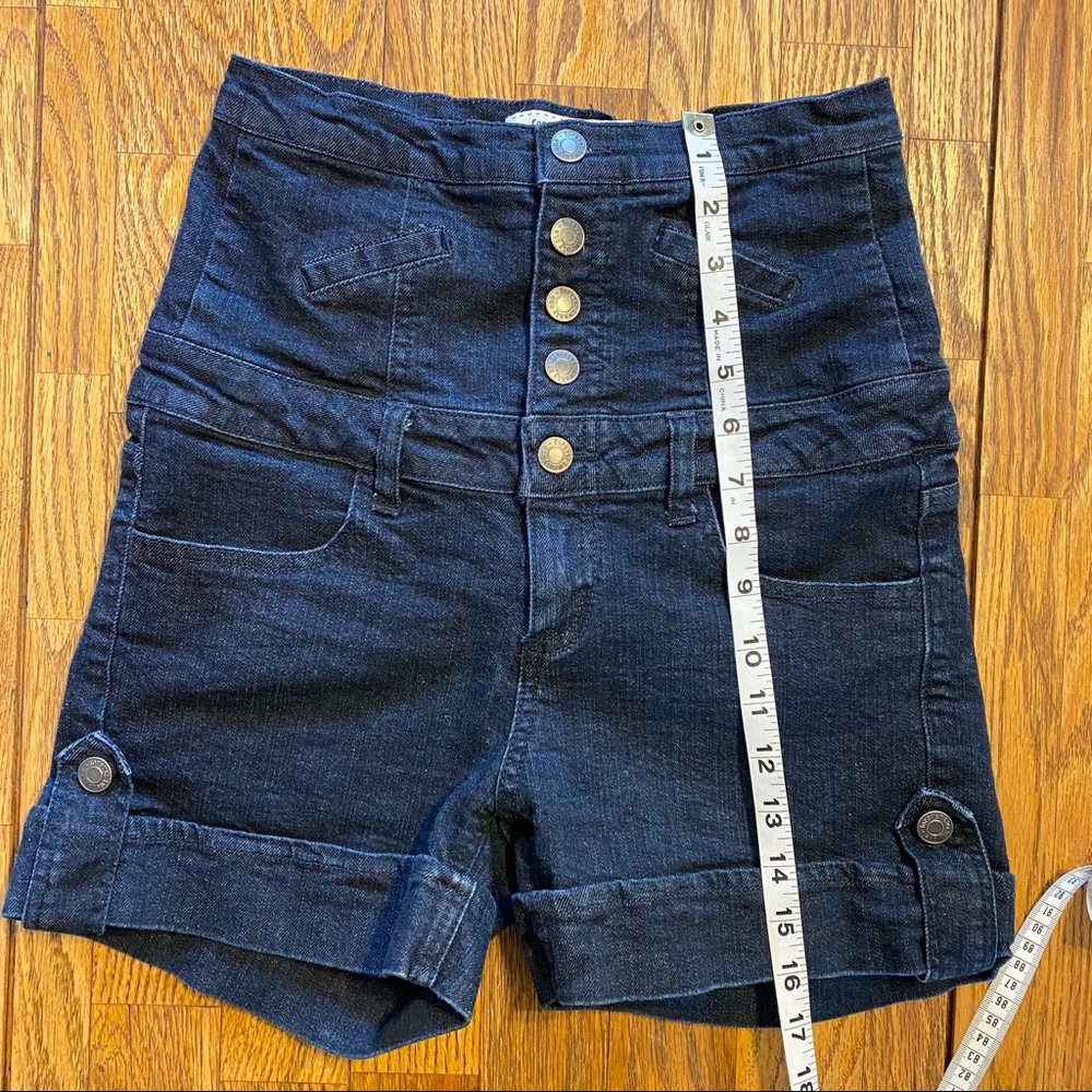 Retro High-waist Denim Shorts Dark Wash Size 27 - Picture 7 of 10